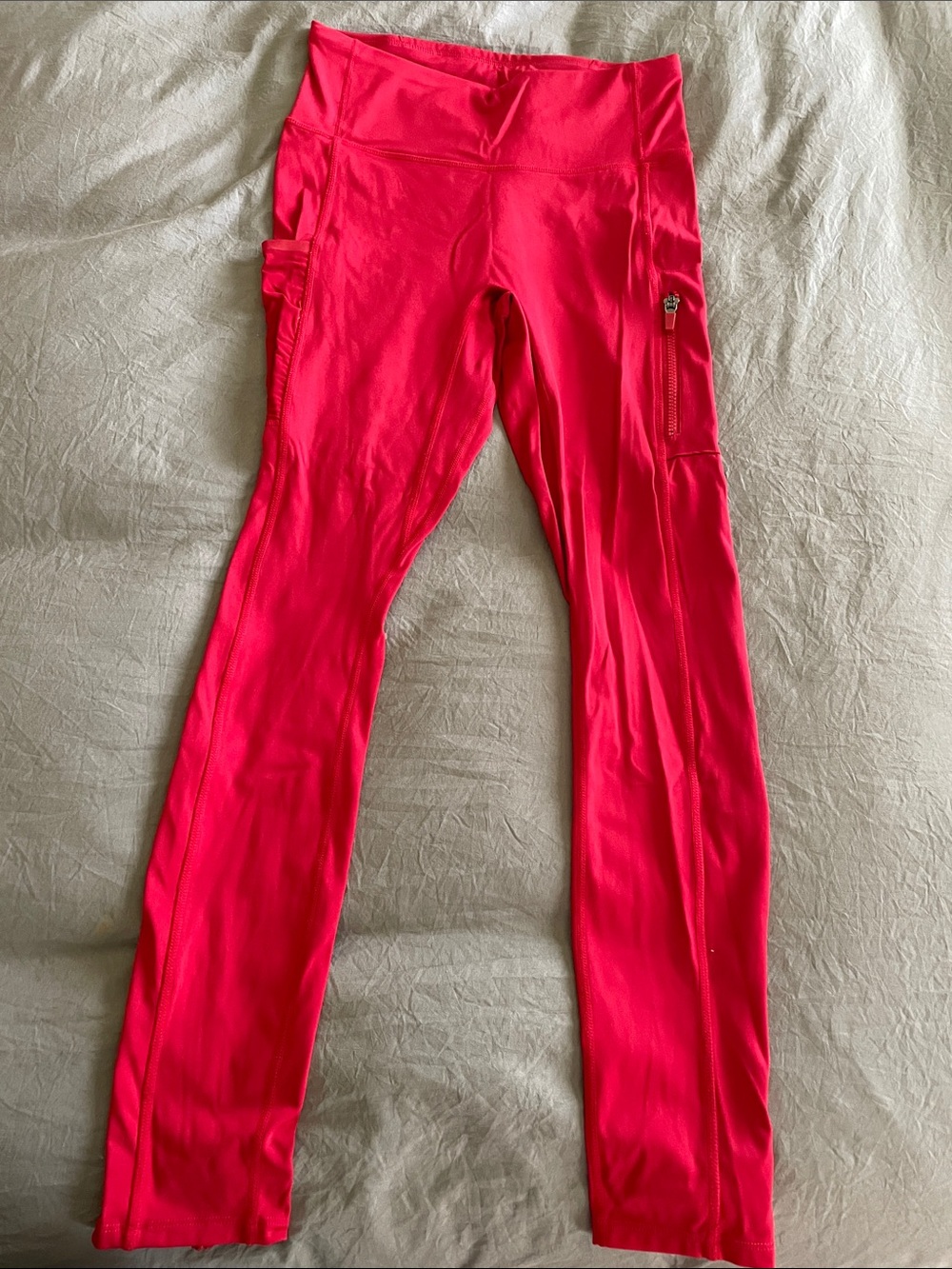 Bright Red Active Leggings with Side Pocket